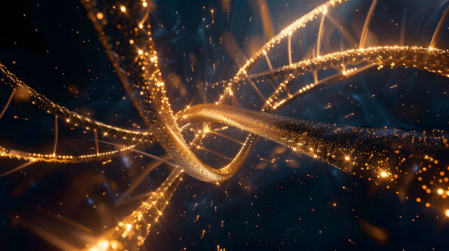 Glowing DNA double helix visualizing genetic science biotechnology innovation and medical research