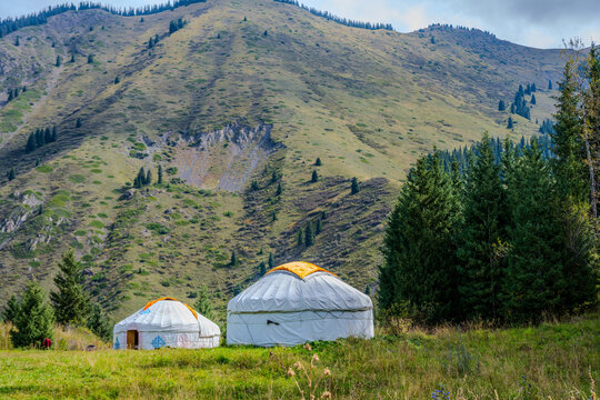 Yurts in the mountains of Kegen District