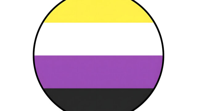 Non-binary pride flag circular icon on white background