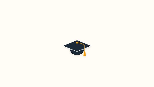 Minimalist Graduation Cap Icon Animation on Clean Background.