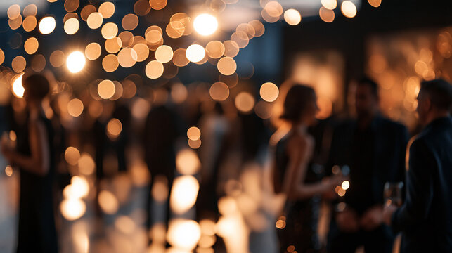 Art gallery exhibition gala with a softly blurred crowd in formal attire and clean bright bokeh faceless defocused figures gallery gala exhibition opening formal crowd museum