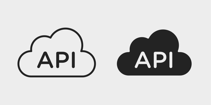 Cloud API Icon represents cloud connectivity, application integration, and software communication with editable outline and filled vector illustration.