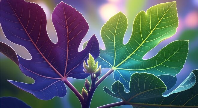 fig leaves in surreal fantasy style