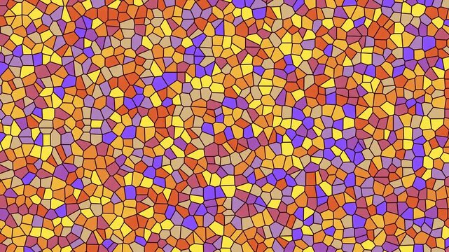 Colorful geometric mosaic abstract pattern motion background with yellow and orange polygons