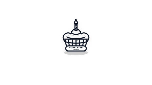 Animated Cupcake Icon with Confetti Celebration Effect.