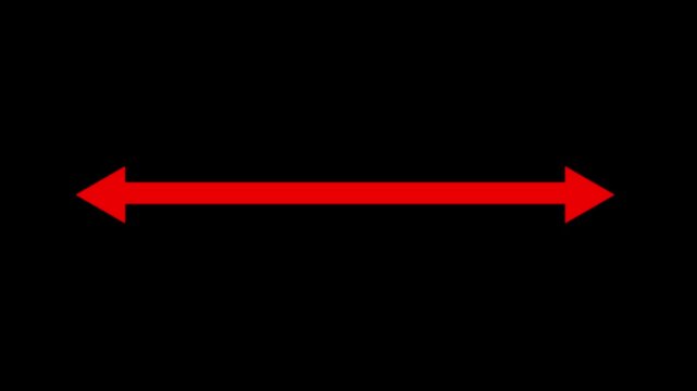 Double side red arrow icon animation,distance and measurement concept, on black background.
