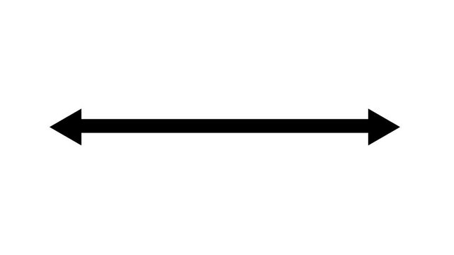 Double side red arrow icon animation,distance and measurement concept, on white background.