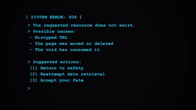 Retro Computer Screen Showing 404 System Error And Command Prompt Text.
