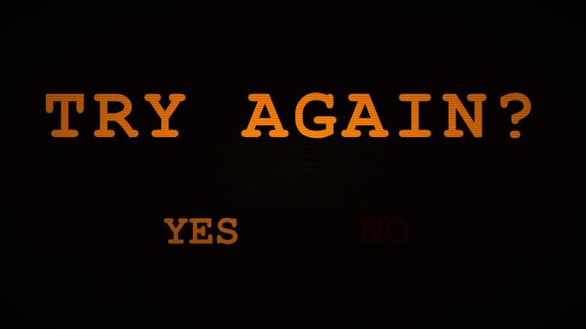 Retro Video Game Try Again Screen Animation with Flickering Text.