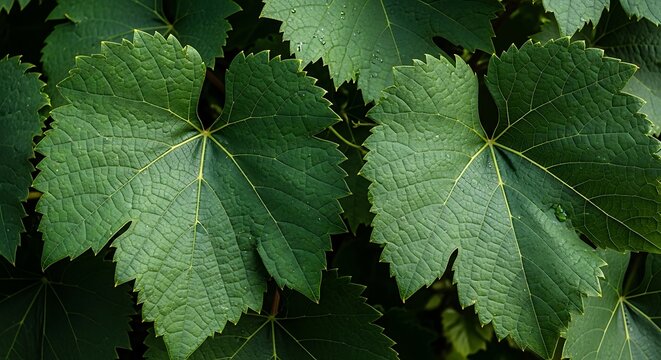 grape leaves background with large textured leaves
