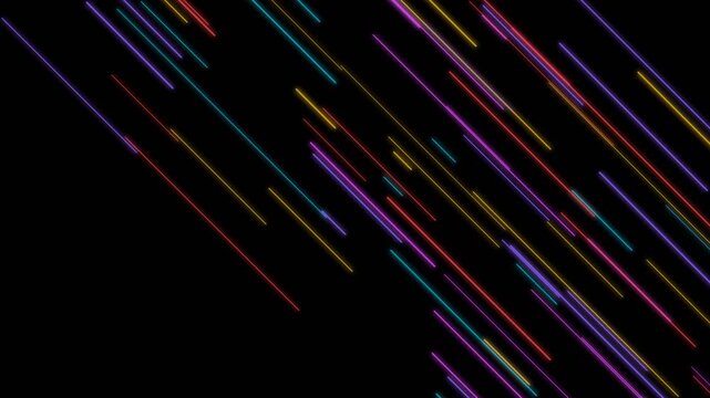 Abstract Digital Motion Background with Colorful Diagonal Light Streaks.