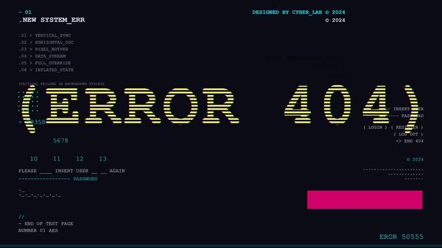 Digital Error 404 Page Concept with Glitch Effects and Retro Computer Terminal Design.