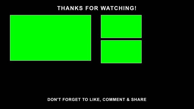 Professional YouTube End Screen Template with Green Screen Placeholders for Video Outro.