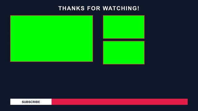 YouTube End Screen Template with Green Screen Placeholders for Video Content Promotion.