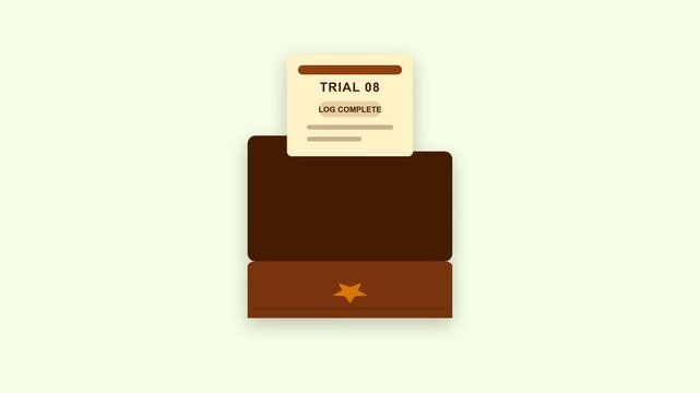 Minimalist 2D Animation of a Brown Folder with Trial 08 Document.