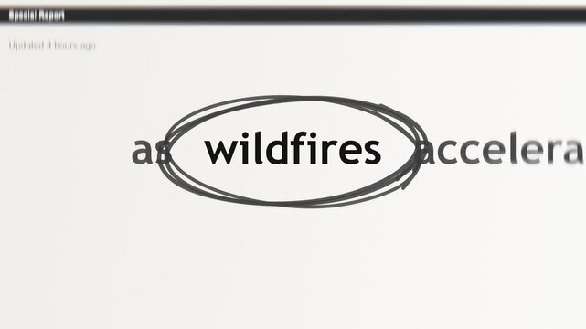 Wildfires headline news background with climate change warning, typography and urgent environmental disaster theme