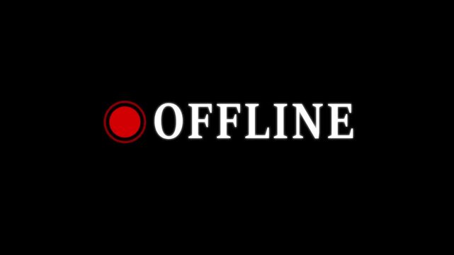 showing a small red blinking dot beside the OFFLINE text icon indicating an inactive or disconnected status on black background.