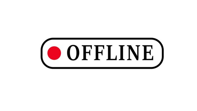 showing a small red blinking dot beside the OFFLINE text icon indicating an inactive or disconnected status on white background.