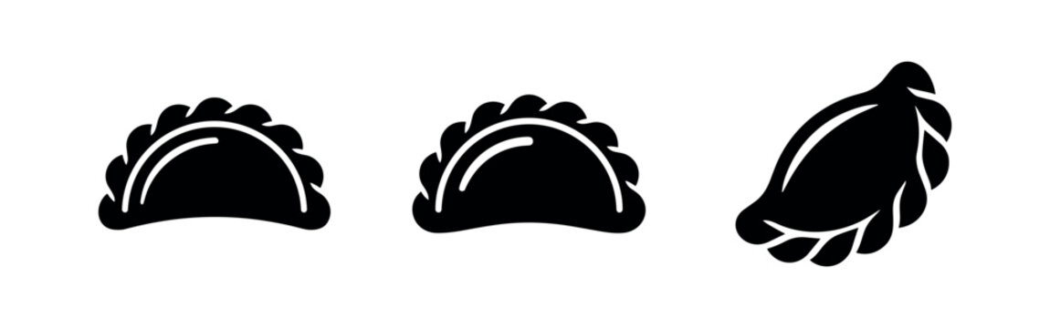 Pierogi or Dumpling Silhouettes Set Vector