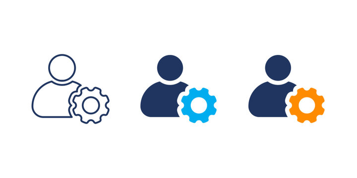 User settings icon set, Editable stroke, admin user profile icon