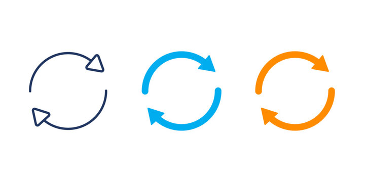 Reload icons set, Editable stroke, refresh circular arrow icon