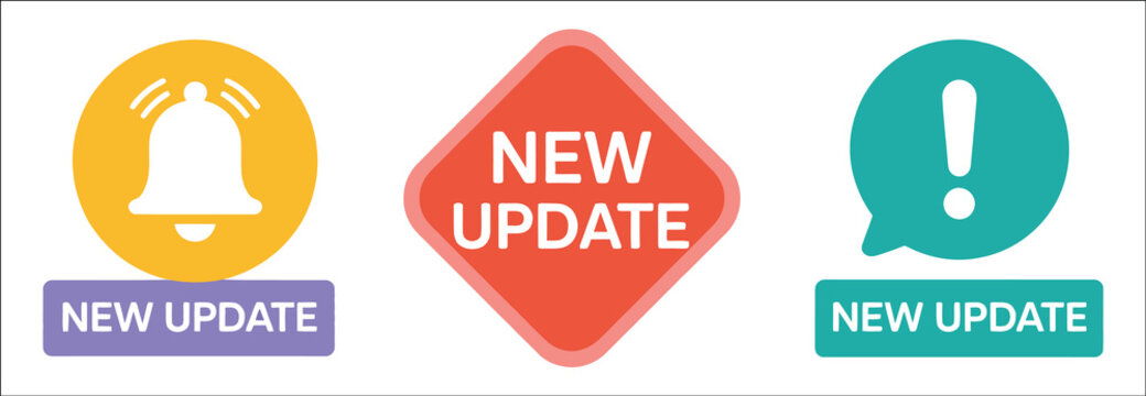 New Update Alert Icon Set Featuring New Update Notification, Bell Alert, Fresh Content, Software Update, System Notification And Reminder Symbols For Apps, Websites, Mobile Interfaces And Digital