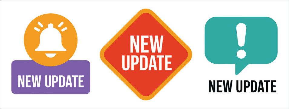 New Update Alert Icon Set Featuring New Update Notification, Bell Alert, Fresh Content, Software Update, System Notification And Reminder Symbols For Apps, Websites, Mobile Interfaces And Digital