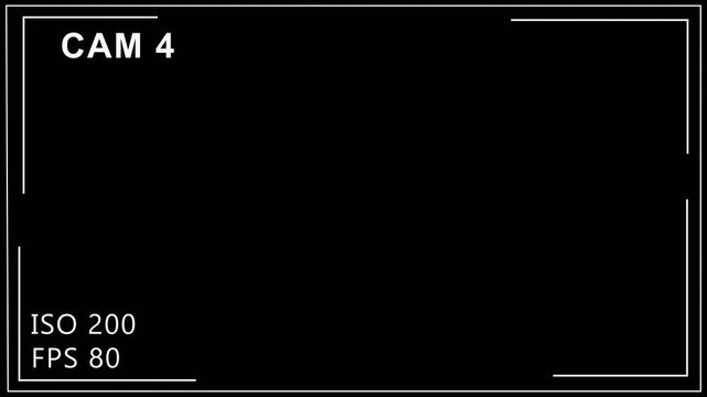 Display of the main monitor CAM 4 of the video surveillance system on transparent background, This is a Surveillance CCTV monitoring screen template. 4K    video with alpha channel.