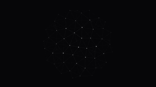 Abstract Digital Network Plexus Sphere Connection on Black Background