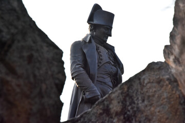 Statue de Napoléon de profil  en plan américain. Ajaccio- Corse- France.  © Natolie 