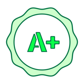 Green a plus academic grade seal stamp symbol with academic, education