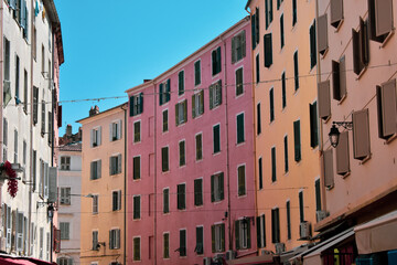 Fototapeta premium façades colorées vielle maison corse. Ajaccio - ile de beauté - Corse - France. 