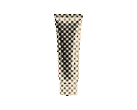 Vintage retro halftone toothpaste tube with circle dot pattern design. Classic cosmetic product packaging illustration for branding and advertising...