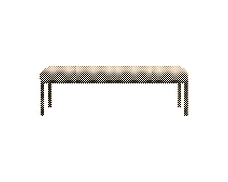 Vintage retro halftone wooden bench with circle dot pattern texture. Minimalist outdoor seating illustration with nostalgic print effect isolated o...