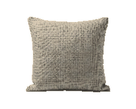 Vintage retro halftone cushion pillow mockup with circle dot pattern texture. Classic woven jute fabric decorative throw pillow design isolated on...