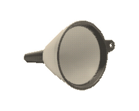 Vintage retro halftone funnel icon with circle dots pattern for marketing and design. Classic megaphone or loudspeaker vector illustration for adve...