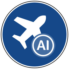 Fototapeta premium This vector graphic features an AI symbol on a blue sign, highlighting artificial intelligence and travel themes. Perfect AI design for modern tech and transport concepts.