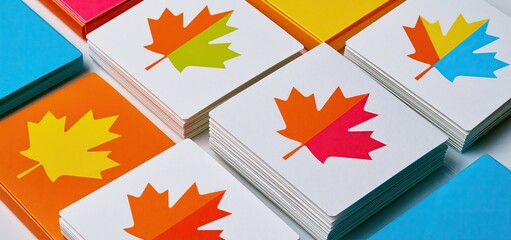 Obraz premium Canada Day greeting cards featuring vibrant maple leaf designs and bright colors for patriotic celebrations.
