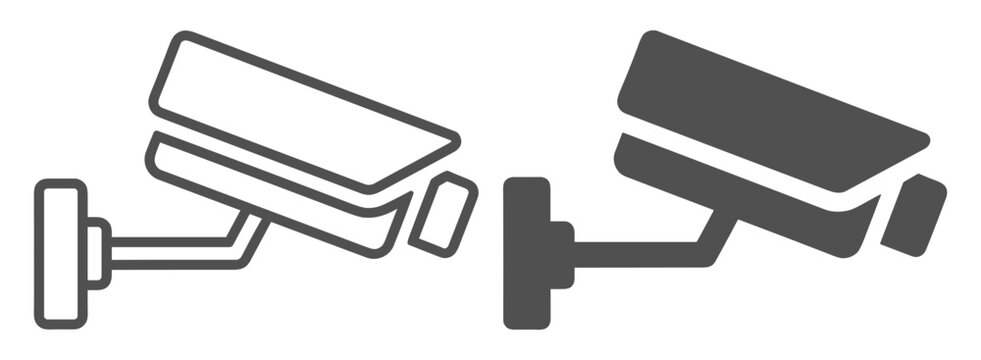 Staple gun outline and solid icon set on transparent background