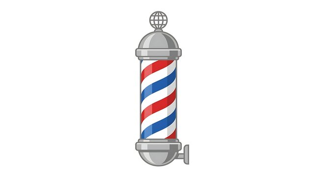 Professional barber pole icon with a wire globe topper
