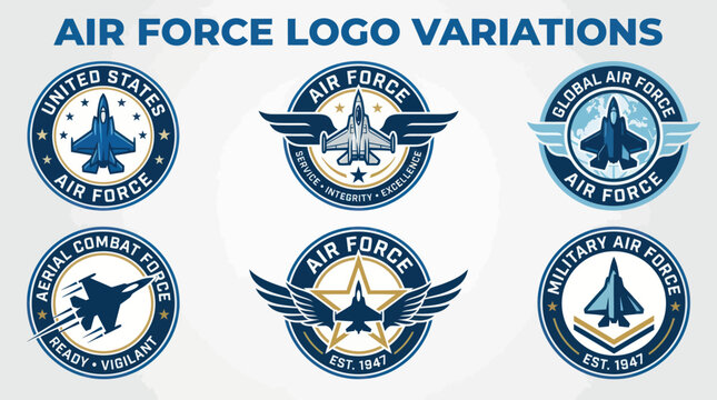 US Air Force Logo Variations: Fighter Jets, Stars, and Global Military Emblem Designs