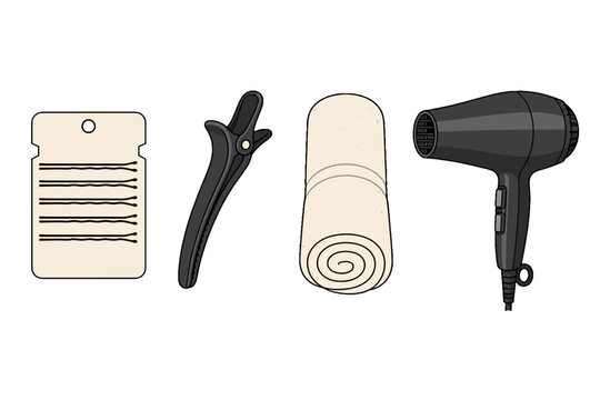 Hairdressing tools set with color board clip towel and dryer