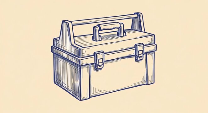 Vintage hand drawn toolbox illustration