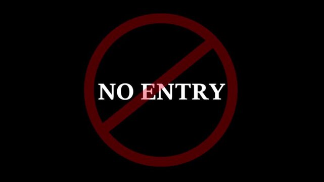 Stop sign red icon Warning or no entry icon forbidden circle and line symbol on a BLACK background
