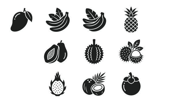 Collection of various fruit icons.