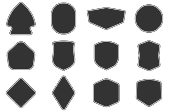 12 Vintage Embroidery Badge Shapes Vector, Stitched Patch Frames Collection, Retro Blank Label Templates for Logos, Emblems, Apparel, Stickers and Branding Design