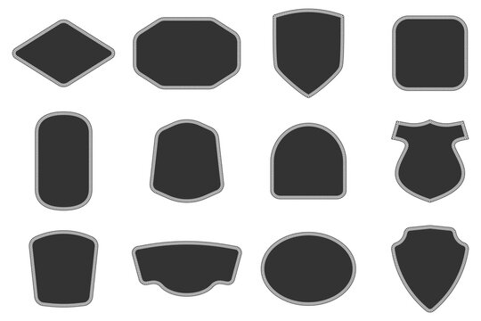 12 Embroidered Patch Shapes Vector Collection, Vintage Stitched Badge Frames and Blank Label Templates for Logo Design, Apparel, Branding, Stickers and Merchandise