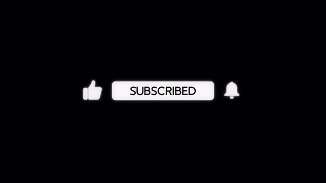 Animated Social Media Subscribe Button and Notification Bell Overlay on Transparent Background