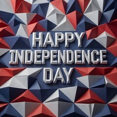 Naklejka premium Happy independence day typography on tri-colored geometric background