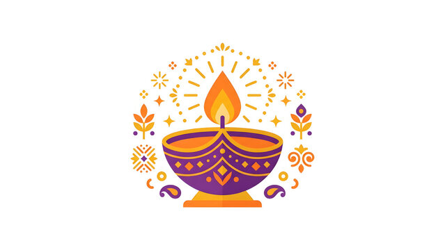 Colorful traditional Indian Diwali oil lamp diya illustration